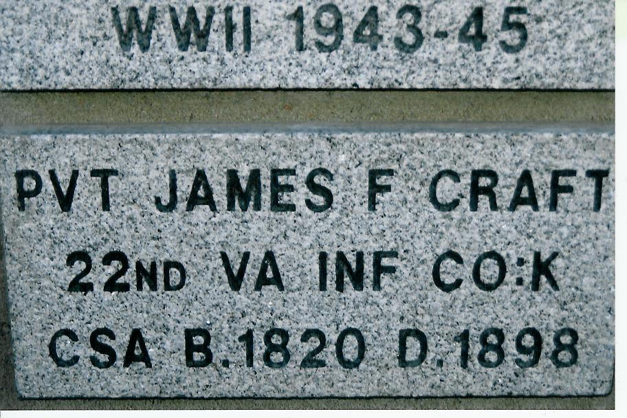 James F. Craft memorial Bella Vista, Ar